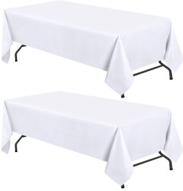 2 Pack White Kitchen Table Cloth for Folding Table 4ft Rectangle 60x84 in Tablecloth Set Stain and Wrinkle Resistant Washable Polyester Table Cover fo