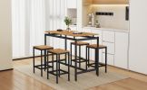 TREXM 5-Piece Compact Bar Table Set with Table and Stools - Modern Industrial Design