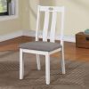 Modern White Solid wood 5pc Dining Set Table 4x Chairs Gray Fabric Cushions Seats Chairs Dining Room