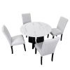 5-Piece Round Dining Table set, 43-Inch Modern Dining Table and 4 Upholstered Chairs for Dining Room, Kitchen Room, Living Room, Easy Assembly