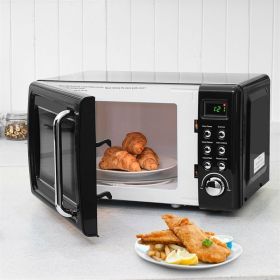 700W Retro Countertop Microwave Oven with 5 Micro Power and Auto Cooking Function (Color: golden)