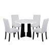 5-Piece Round Dining Table set, 43-Inch Modern Dining Table and 4 Upholstered Chairs for Dining Room, Kitchen Room, Living Room, Easy Assembly